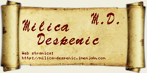 Milica Despenić vizit kartica